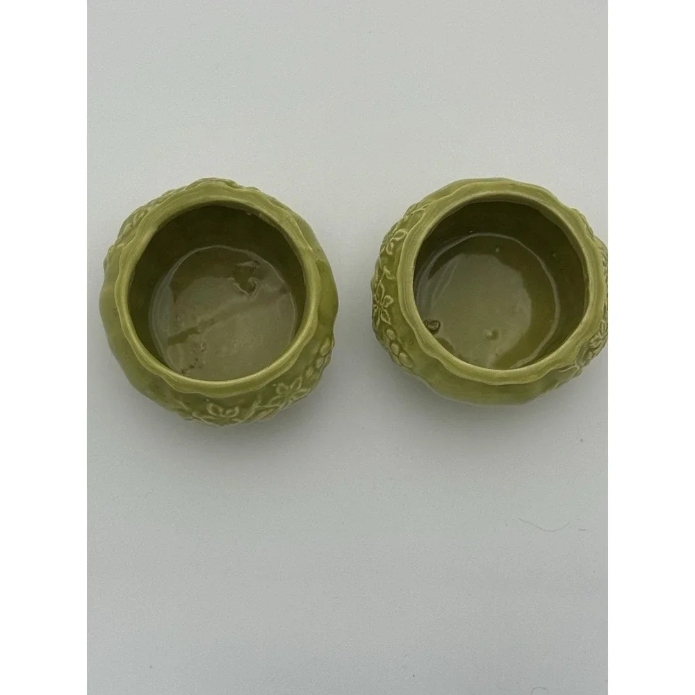 Set of 2‎ VTG Lenox Avocado Green Trinket Jar Handcrafted in Japan Fruit Design